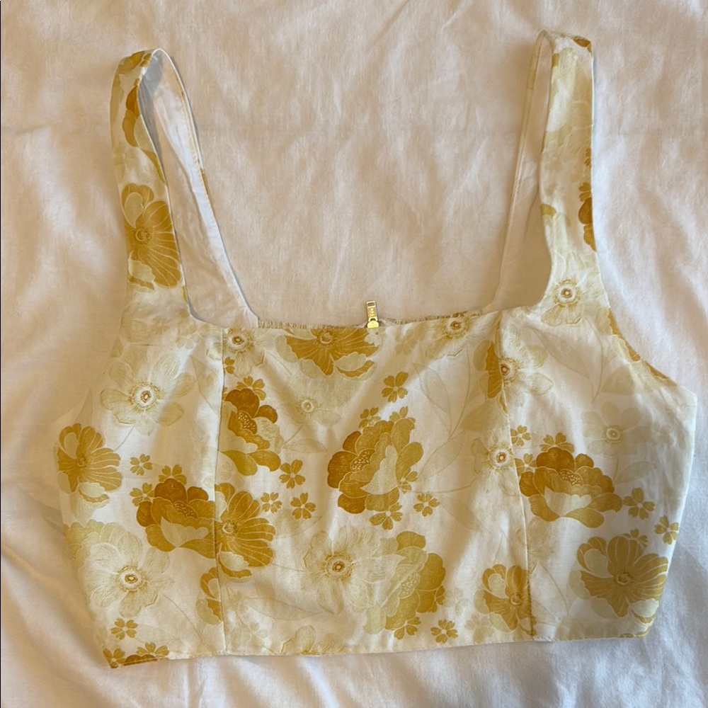 Rhythm Cream Sleeveless Crop Bustier Tank Top